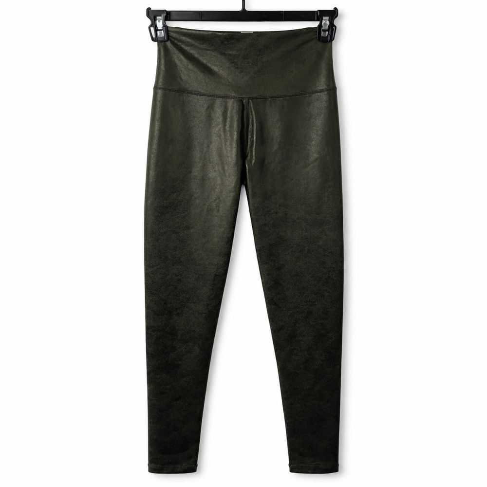 Offline by Aerie Olive Green Leggings Metallic Shine Stretchy Soft Athleisure